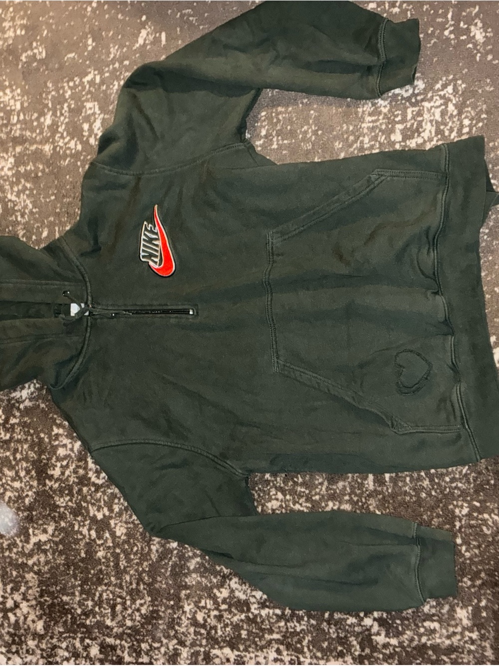 Nike Green Quarter-Zip Hoodie with Subtle Red Swoosh